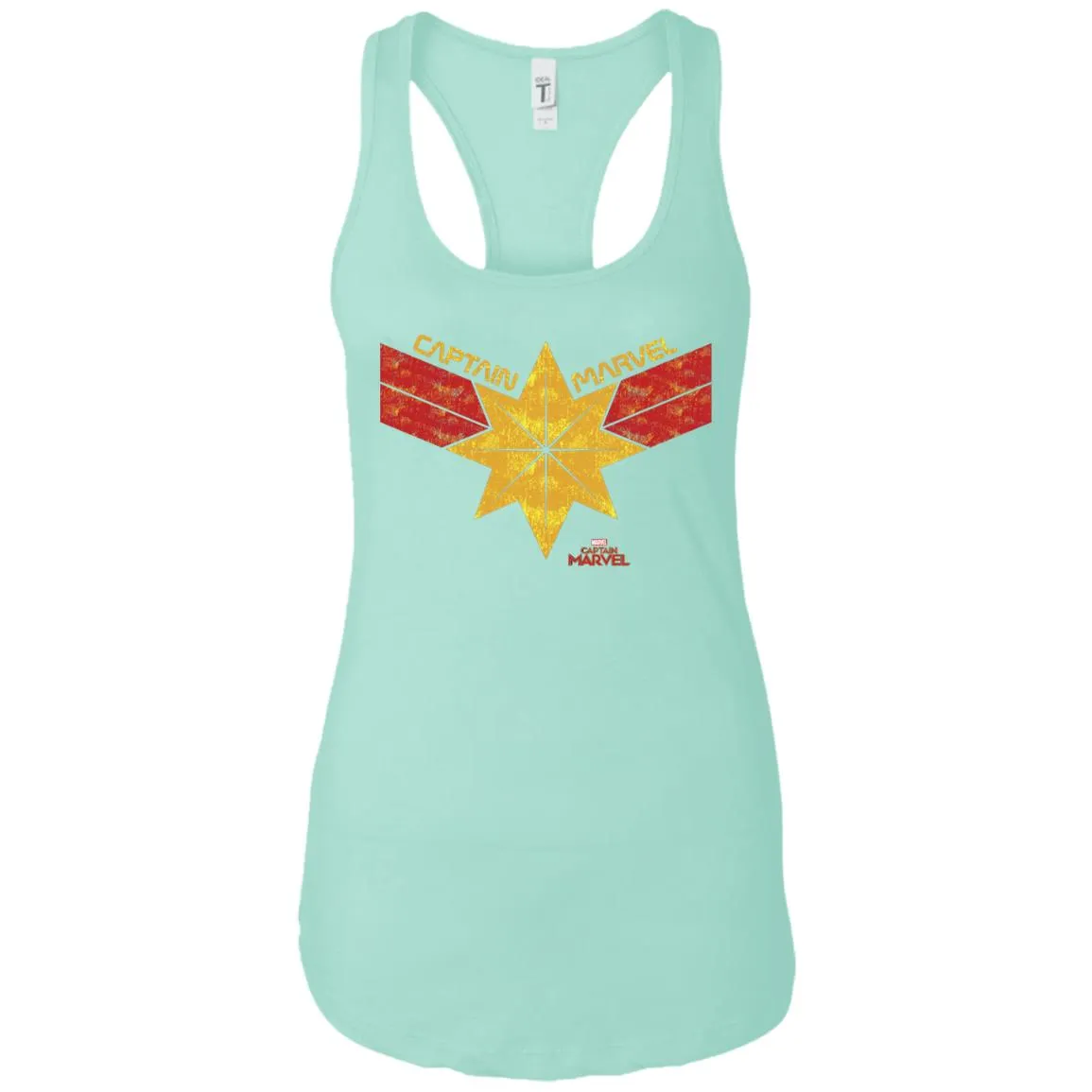 Captain Marvel Distressed Star Ribbon Logo Women Tank Top