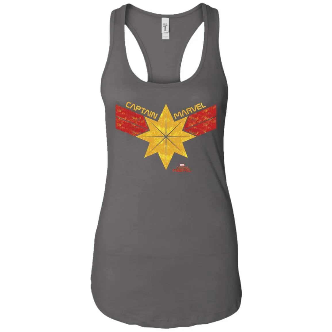 Captain Marvel Distressed Star Ribbon Logo Women Tank Top