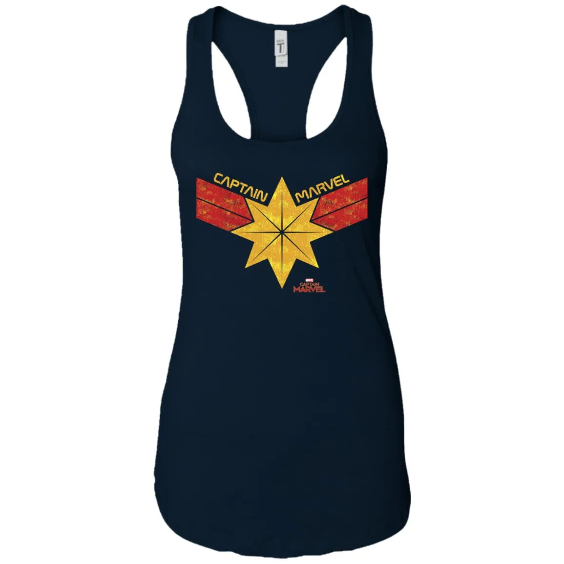 Captain Marvel Distressed Star Ribbon Logo Women Tank Top