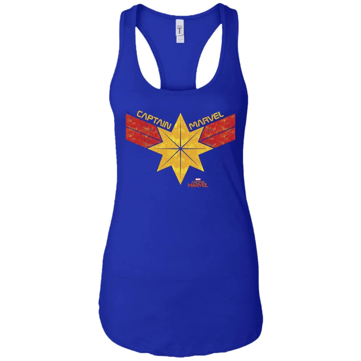 Captain Marvel Distressed Star Ribbon Logo Women Tank Top