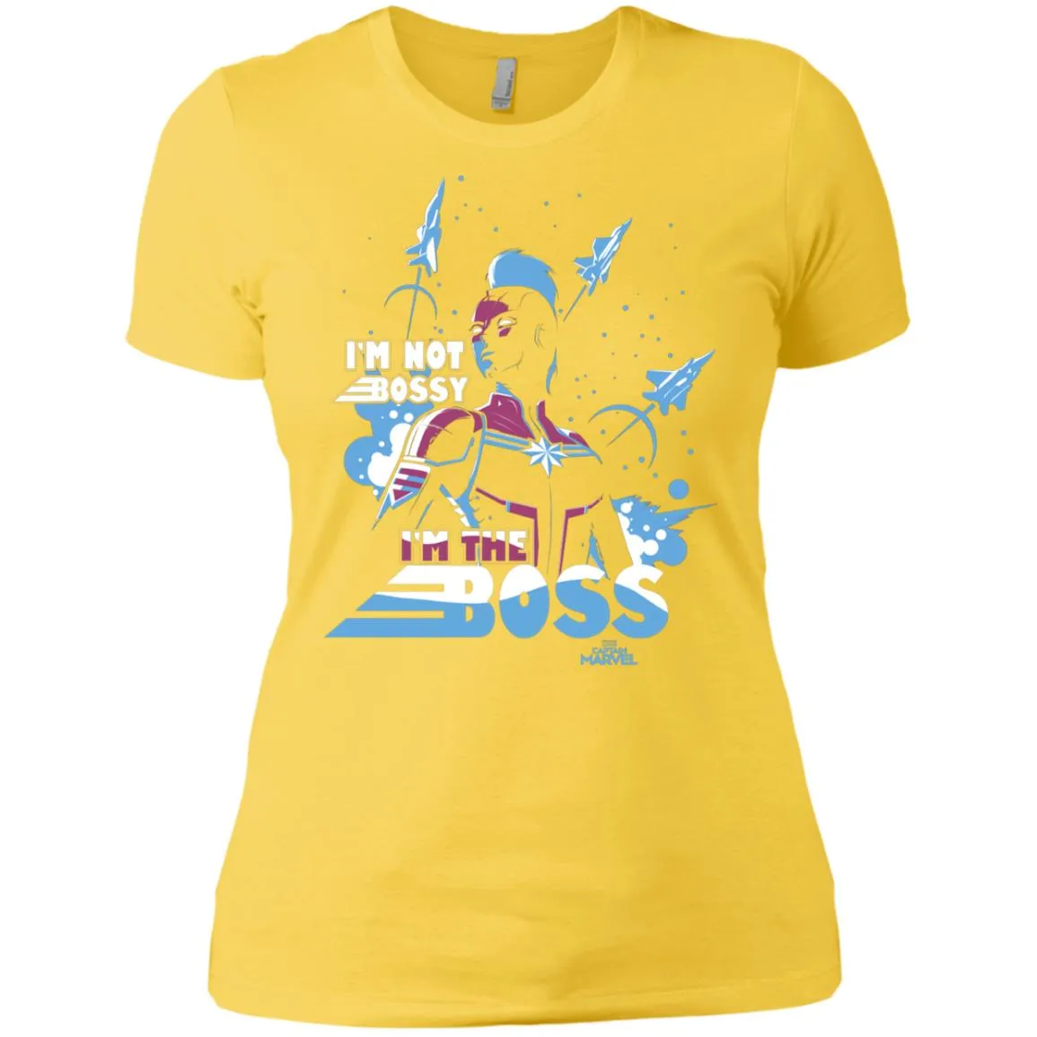 Captain Marvel I'm The Boss Space Blue Red Women Cotton T-Shirt