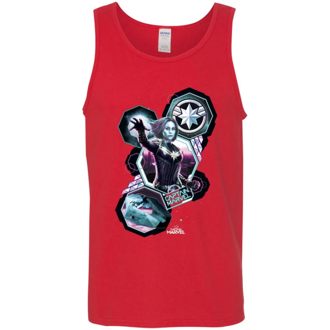 Captain Marvel Space Shapes Portrait Men Cotton Tank