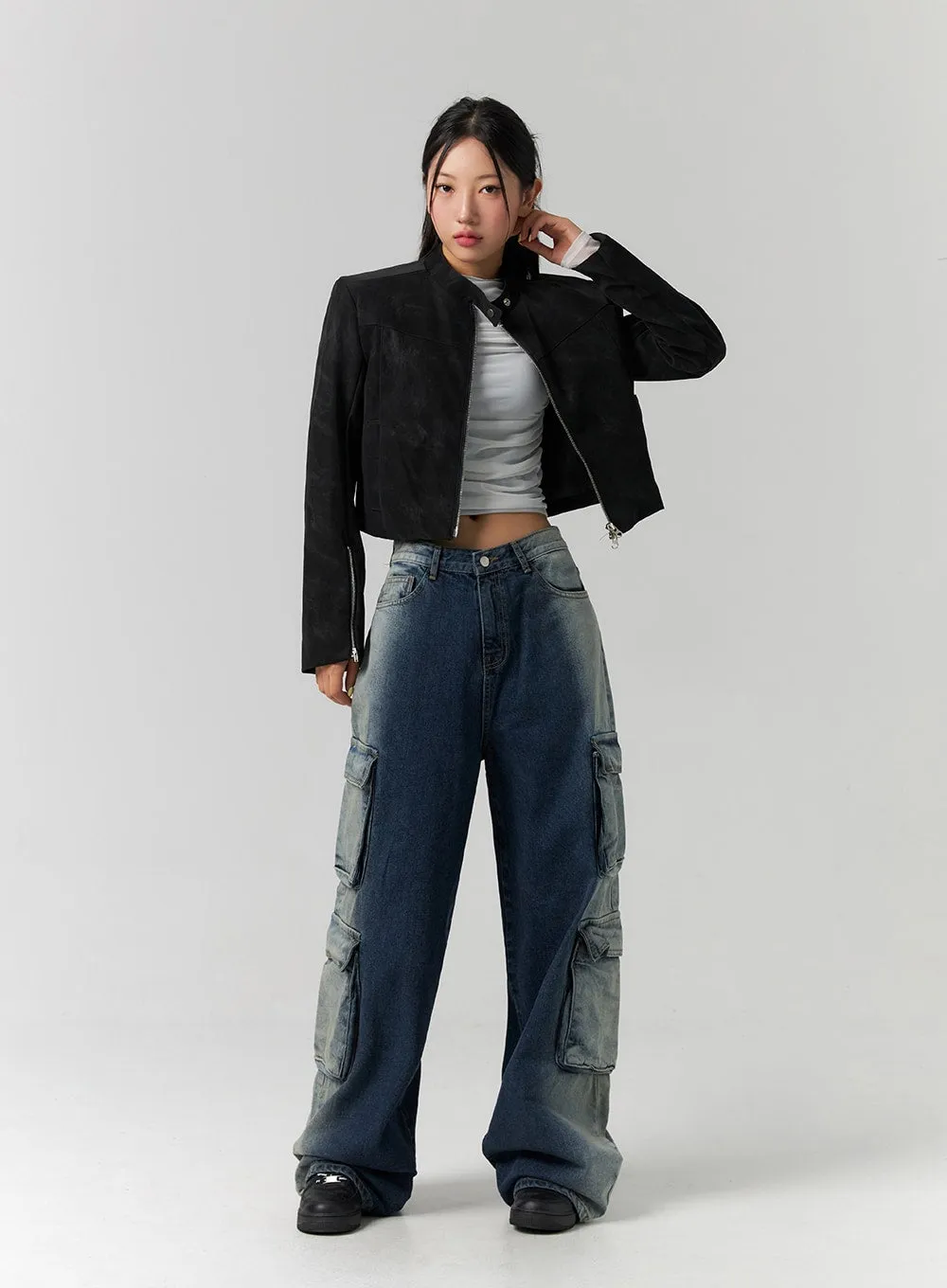 Cargo Gradation Wide Leg Jeans CS320