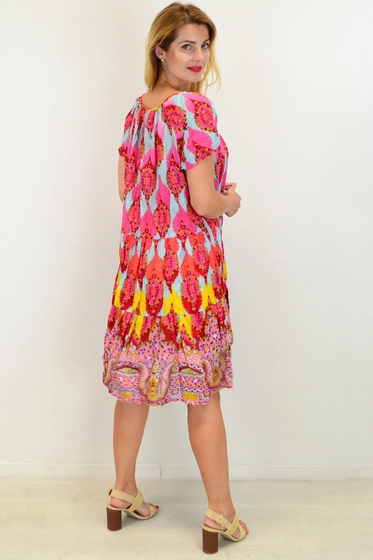 Cherry Mosaic Shift Dress Cotton Tunic