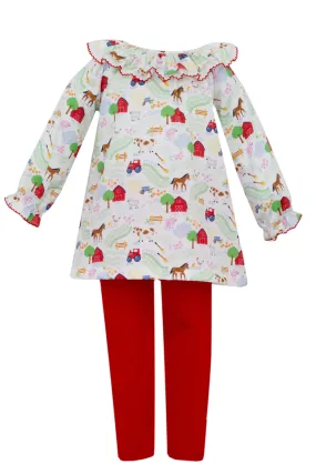 Claire & Charlie Tunic Set W/Red Leggings L/S 3003N-CF24 5108