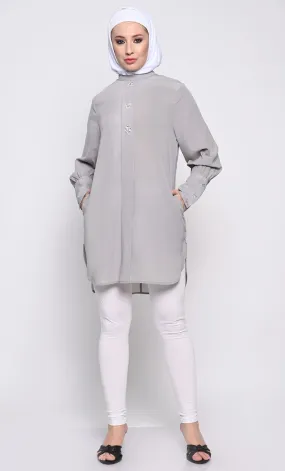 Classic Nida Tunic with Crystal Button Embellishments