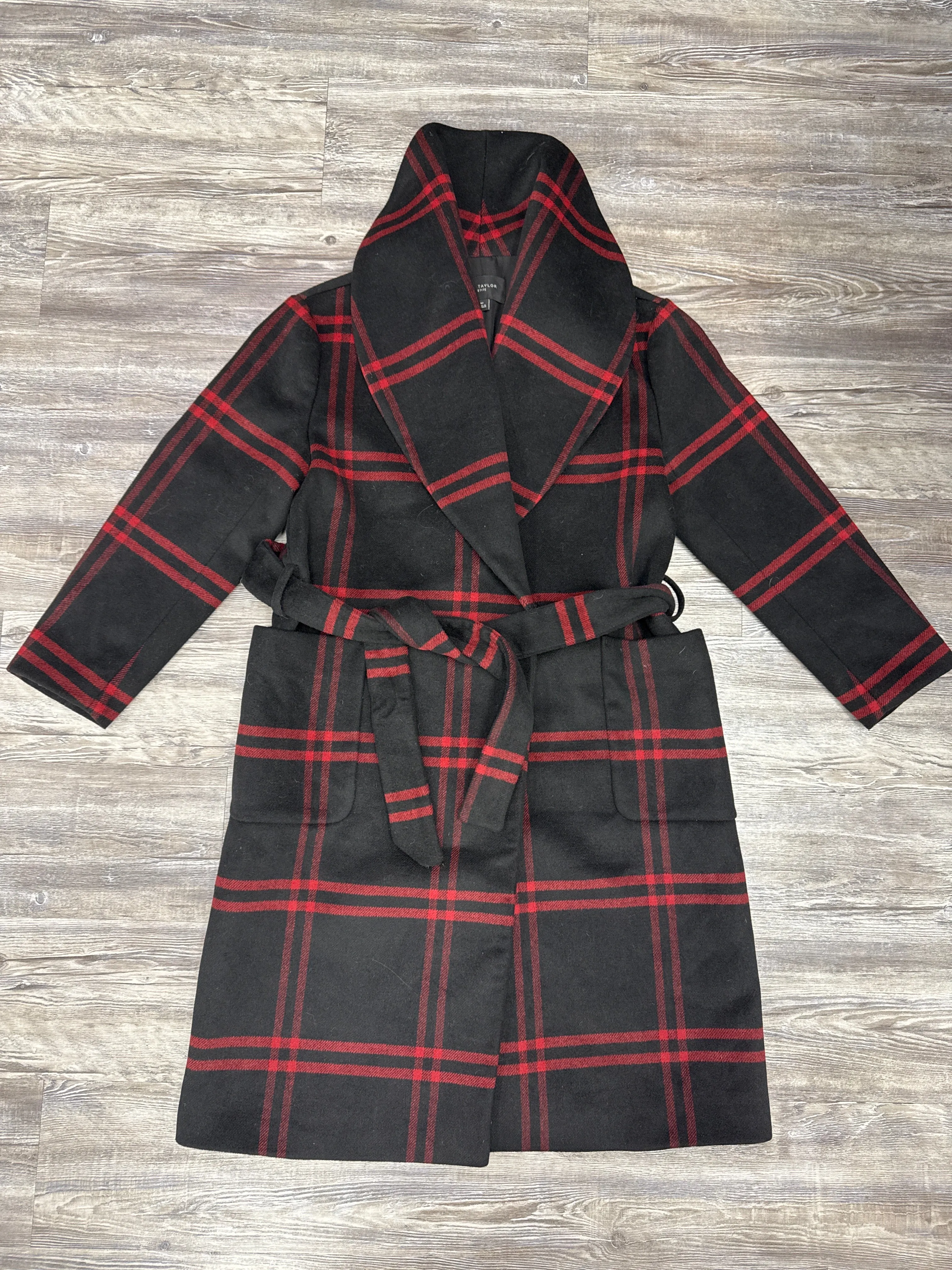 Coat Wool By Ann Taylor In Black & Red, Size: Mp