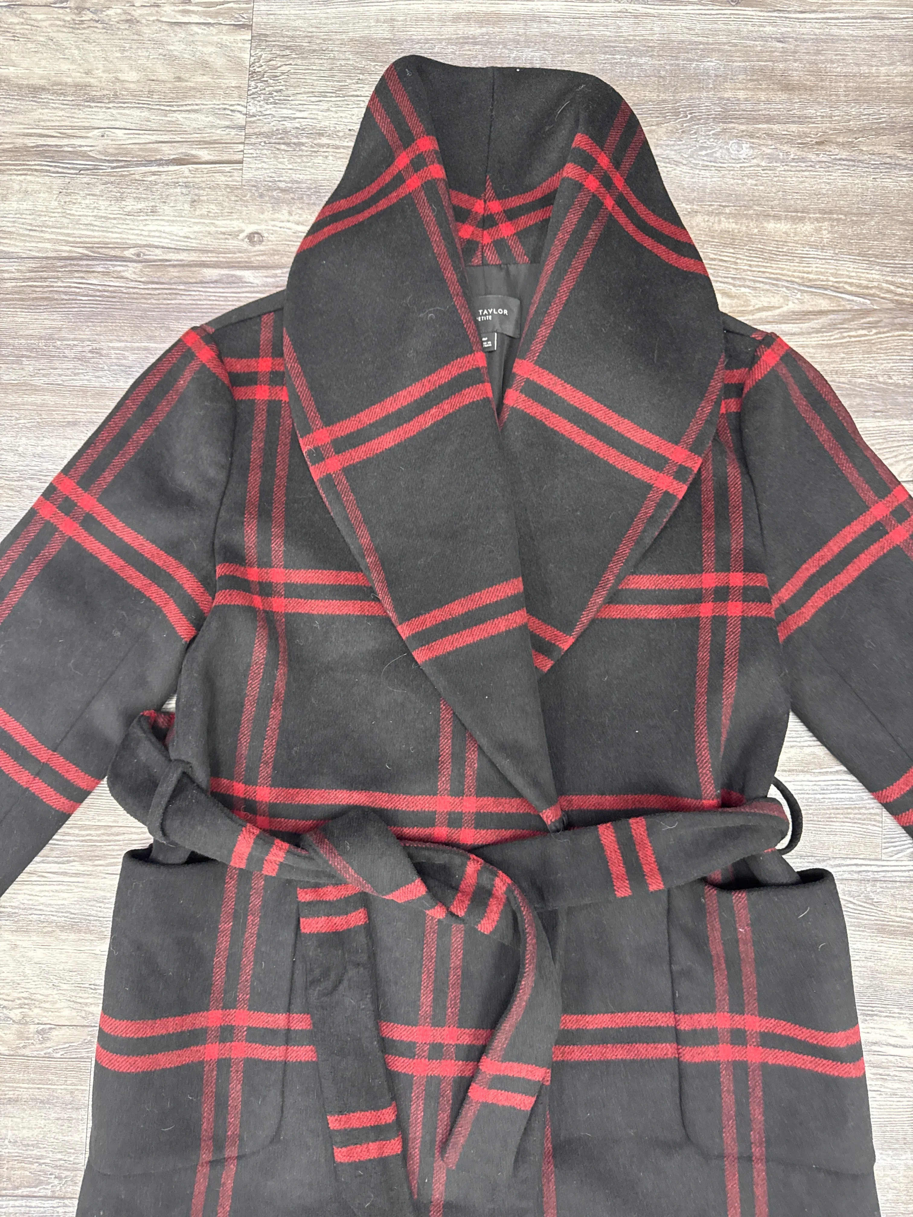 Coat Wool By Ann Taylor In Black & Red, Size: Mp