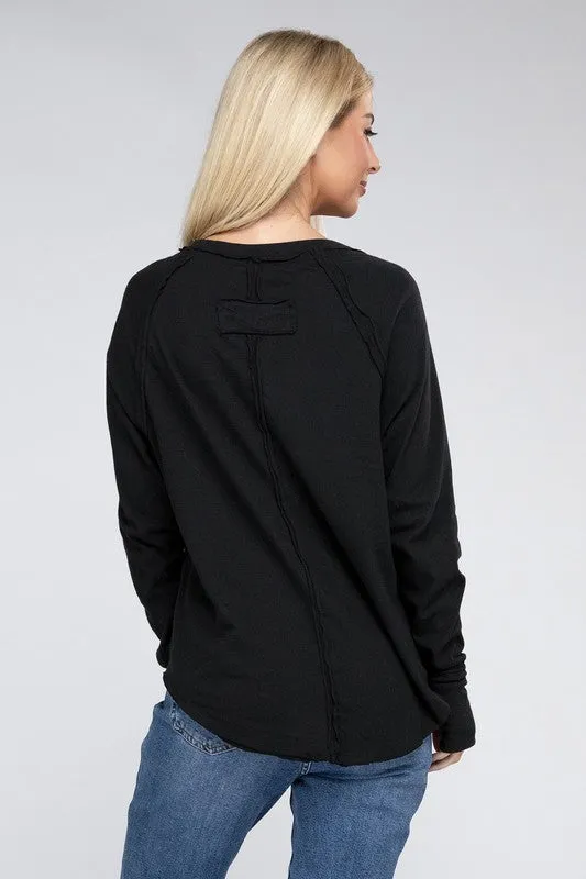 Cotton Raglan Sleeve Thumbhole Top