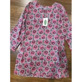 Cotton Tunic Top Pink Floral on Gray