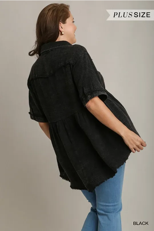 Curvy Mineral Button Down Tunic