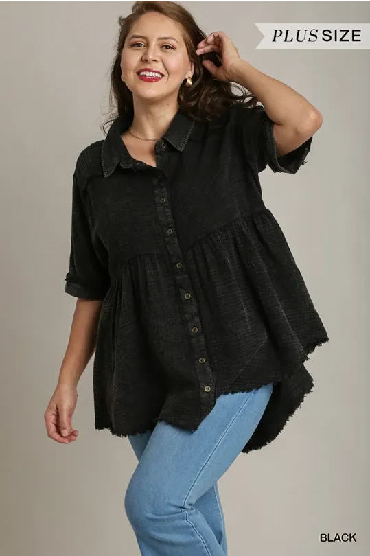 Curvy Mineral Button Down Tunic