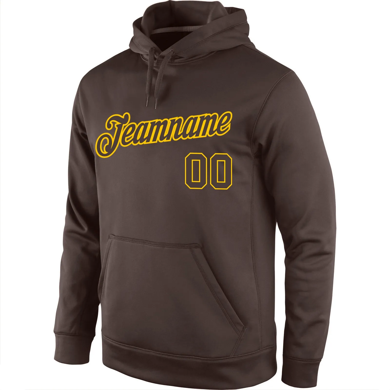 Custom Stitched Brown Brown-Gold Sports Pullover Sweatshirt Hoodie