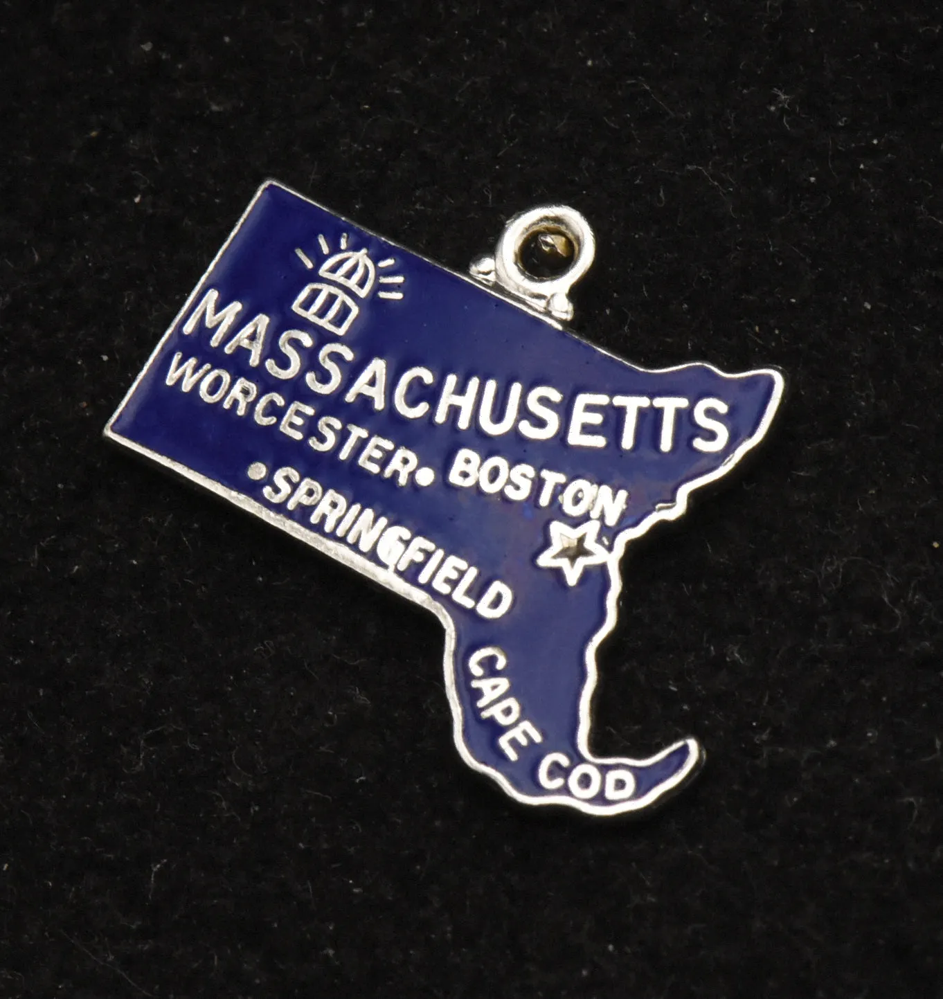 Danecraft - Vintage Sterling Silver and Enamel Massachusetts Charm