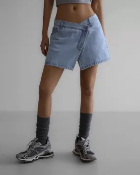 Denim Asymmetrical Mini Skirt