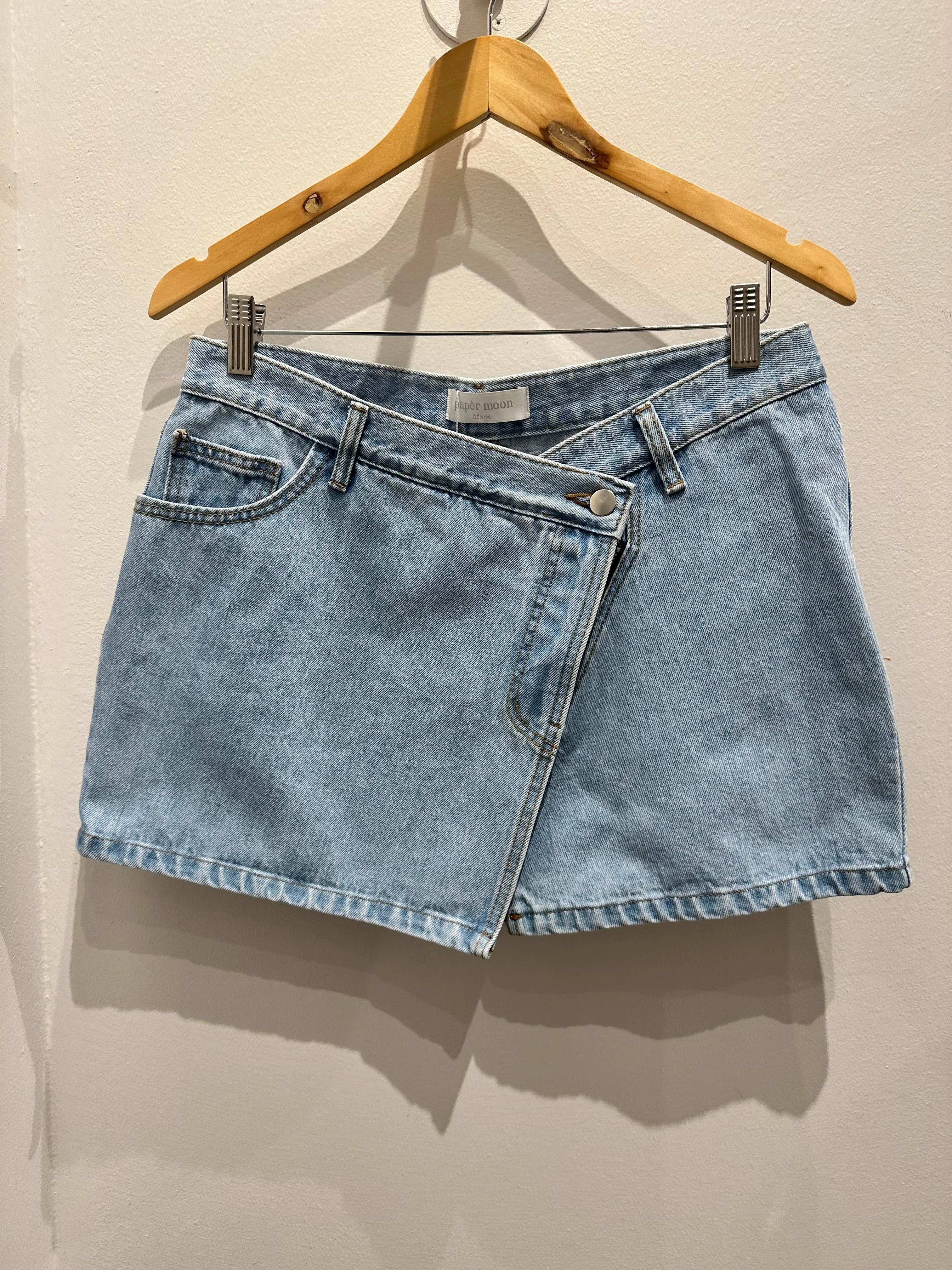 Denim Asymmetrical Mini Skirt