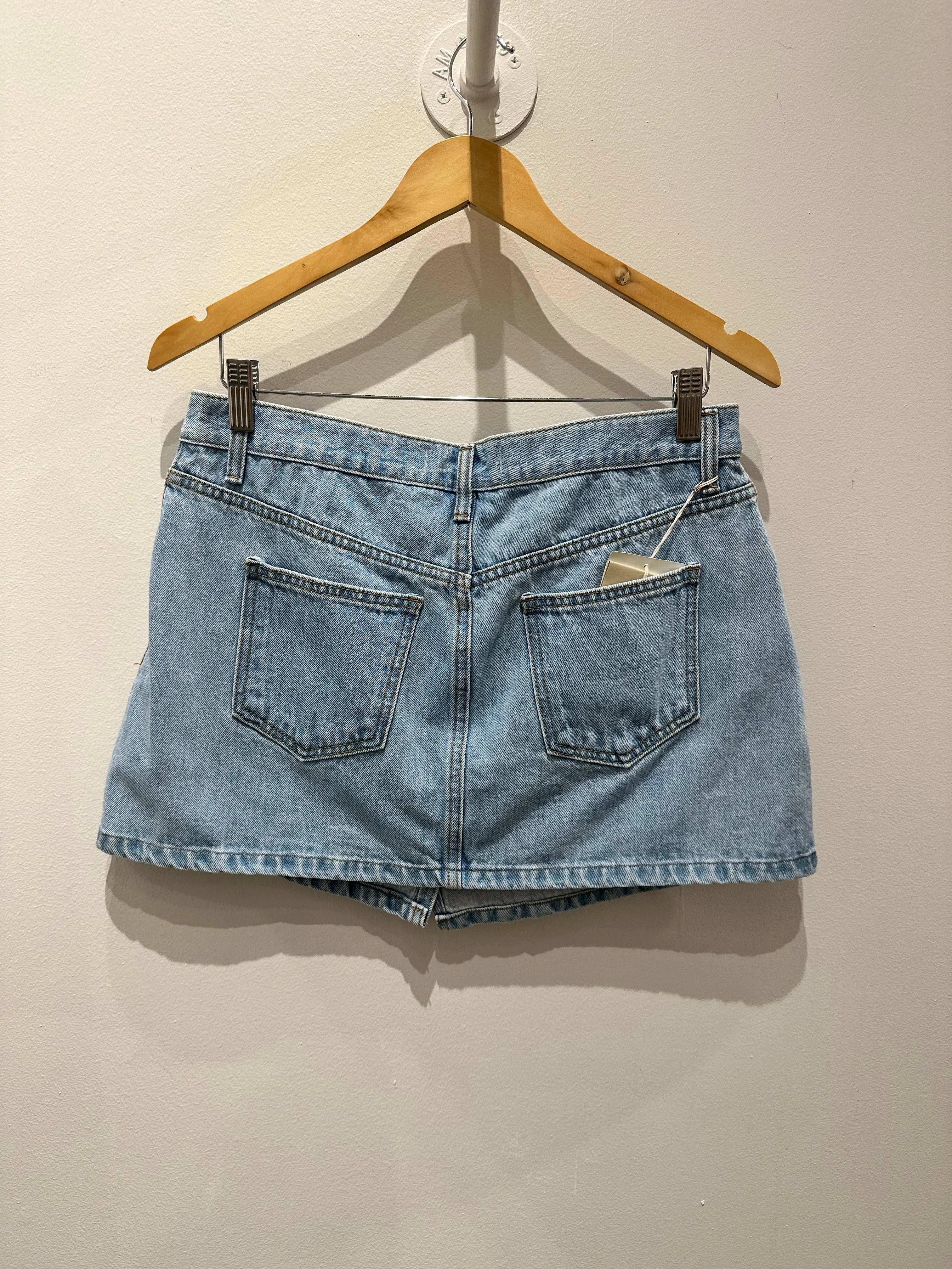 Denim Asymmetrical Mini Skirt