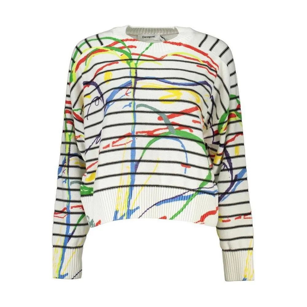 Desigual Chic Contrast Detail Crew Neck Sweater