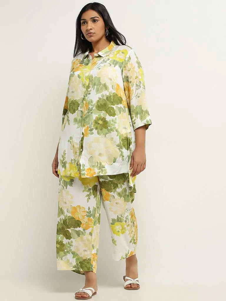 Diza Yellow Floral Printed High-Low Tunic