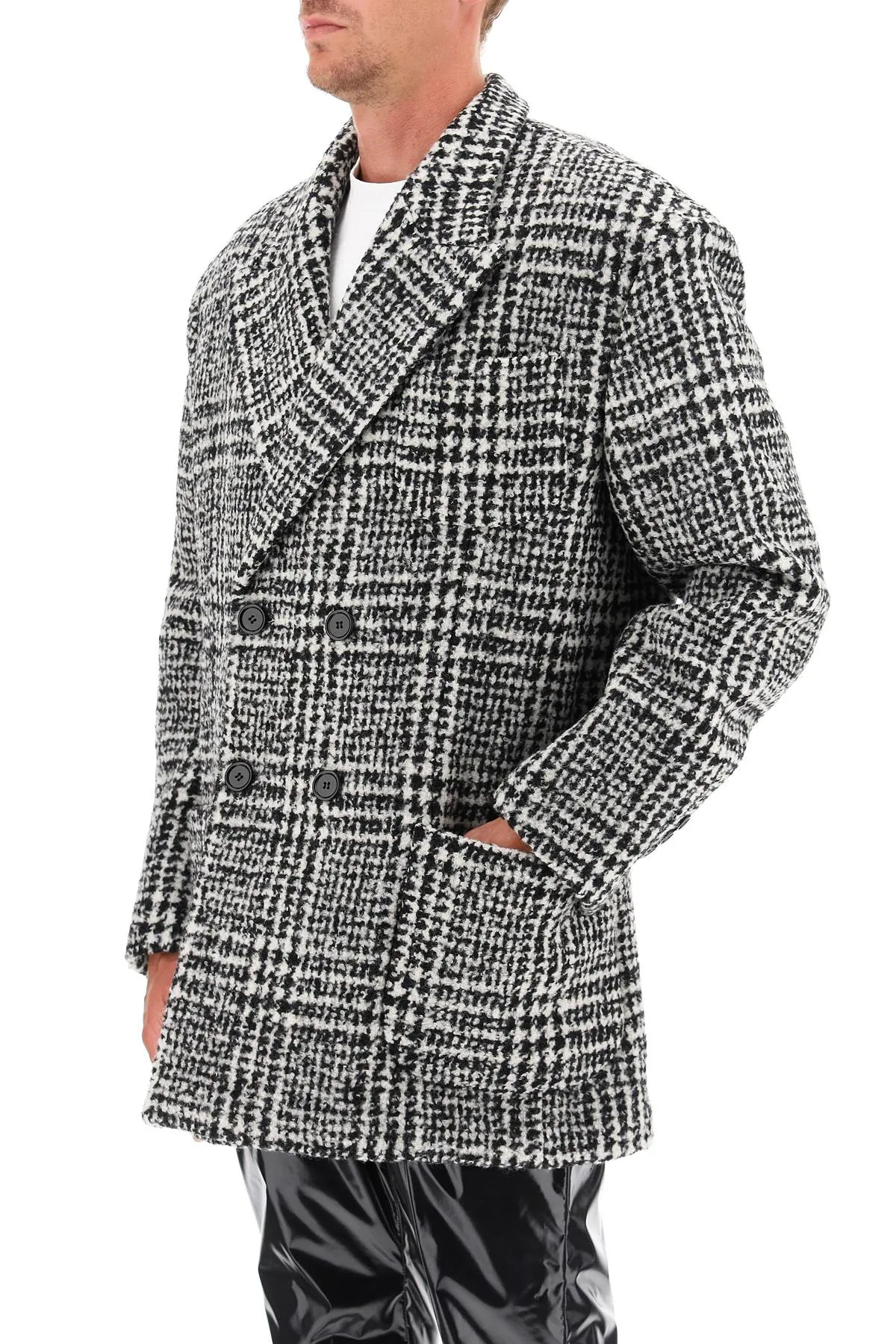 Dolce & Gabbana Checkered Double-Breasted Wool Jacket (Size - 46)