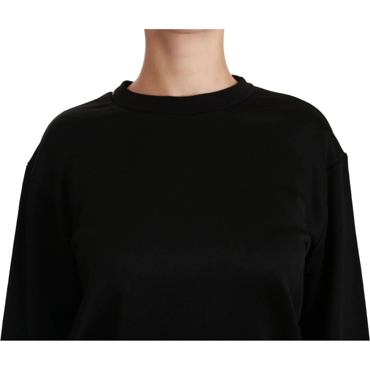 Dolce & Gabbana Elegant Black Cotton Crew Neck Pullover Sweater