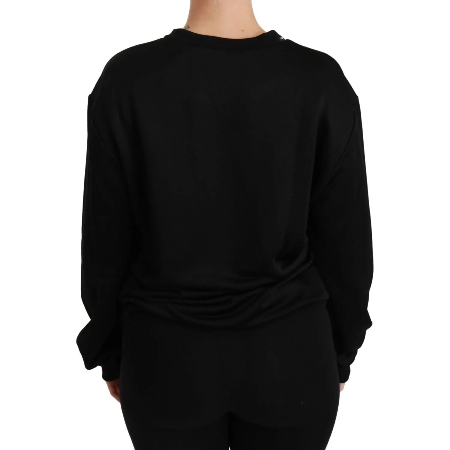 Dolce & Gabbana Elegant Black Cotton Crew Neck Pullover Sweater