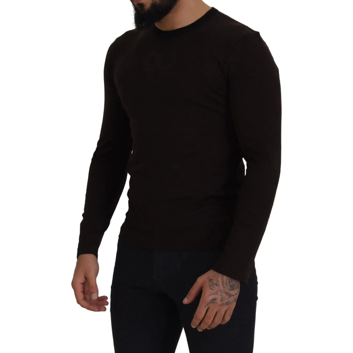 Dolce & Gabbana Elegant Brown Crewneck Cotton Sweater