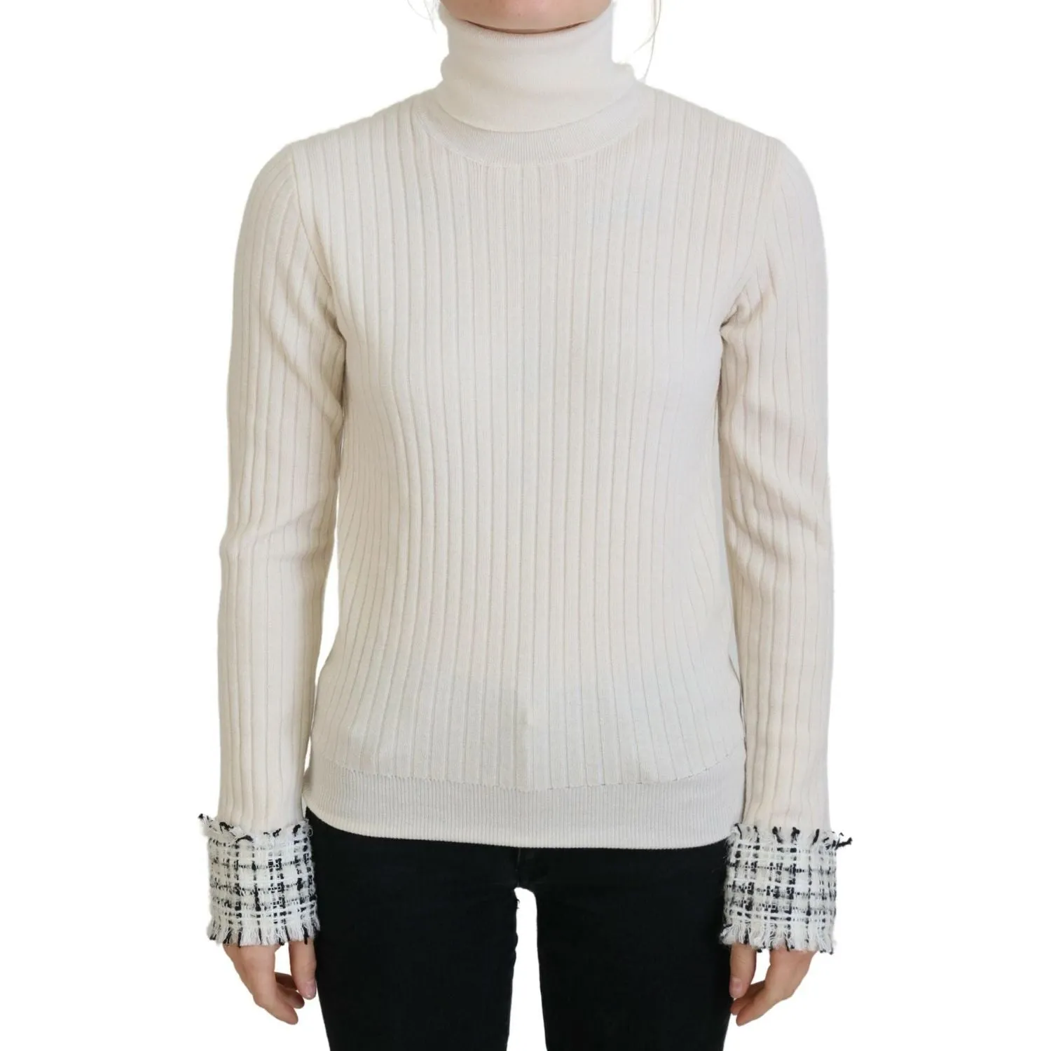 Dolce & Gabbana Ivory Turtleneck Wool Blend Sweater