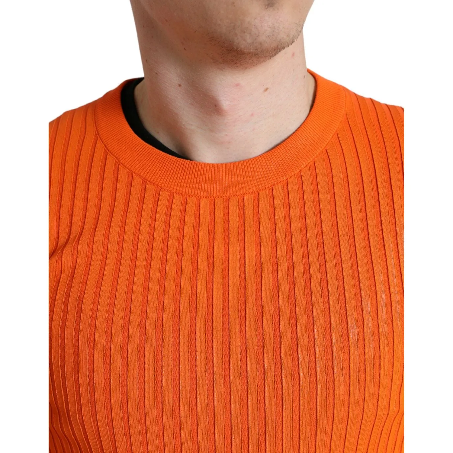 Dolce & Gabbana Sleek Sunset Orange Knitted Pullover Sweater