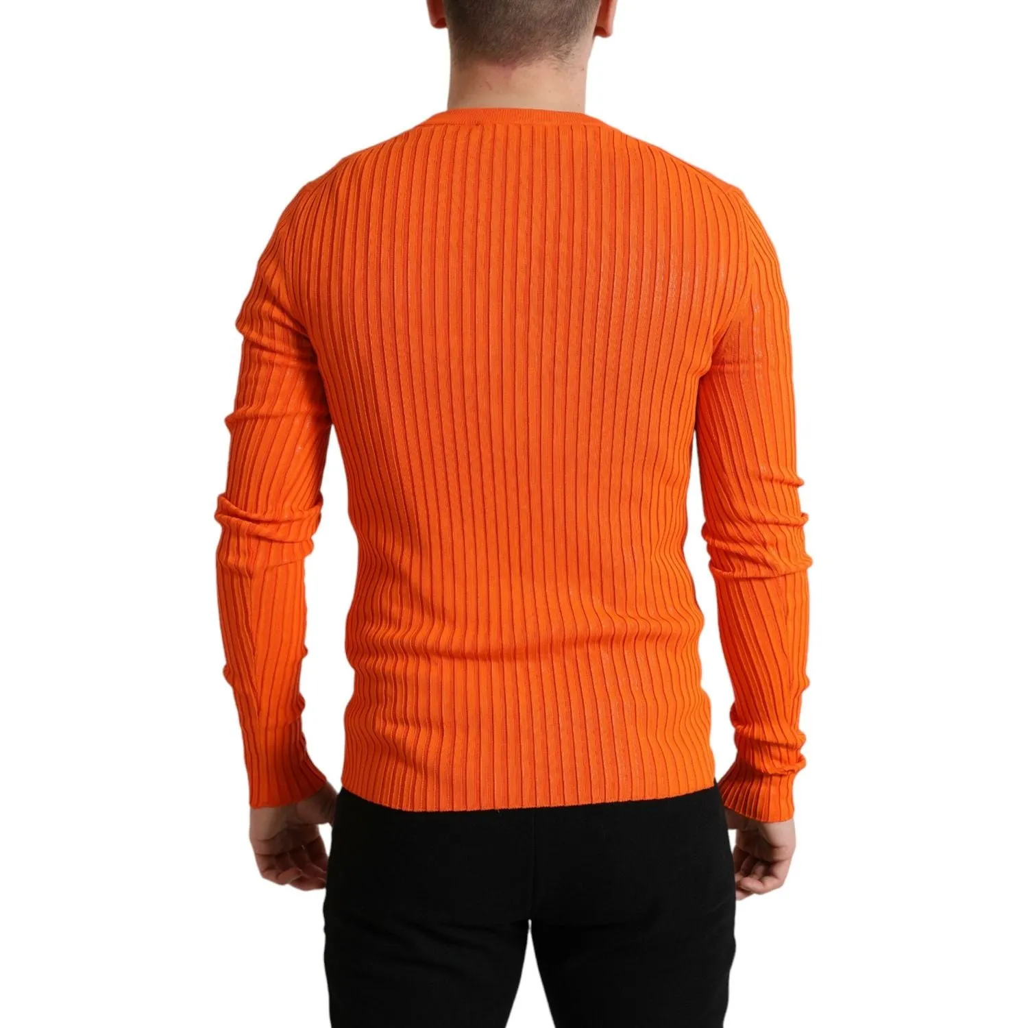 Dolce & Gabbana Sleek Sunset Orange Knitted Pullover Sweater