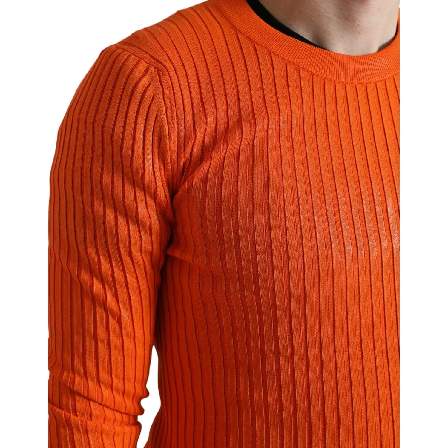 Dolce & Gabbana Sleek Sunset Orange Knitted Pullover Sweater