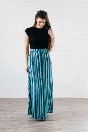 Donna Chiffon  A Line Maxi Skirt Blue