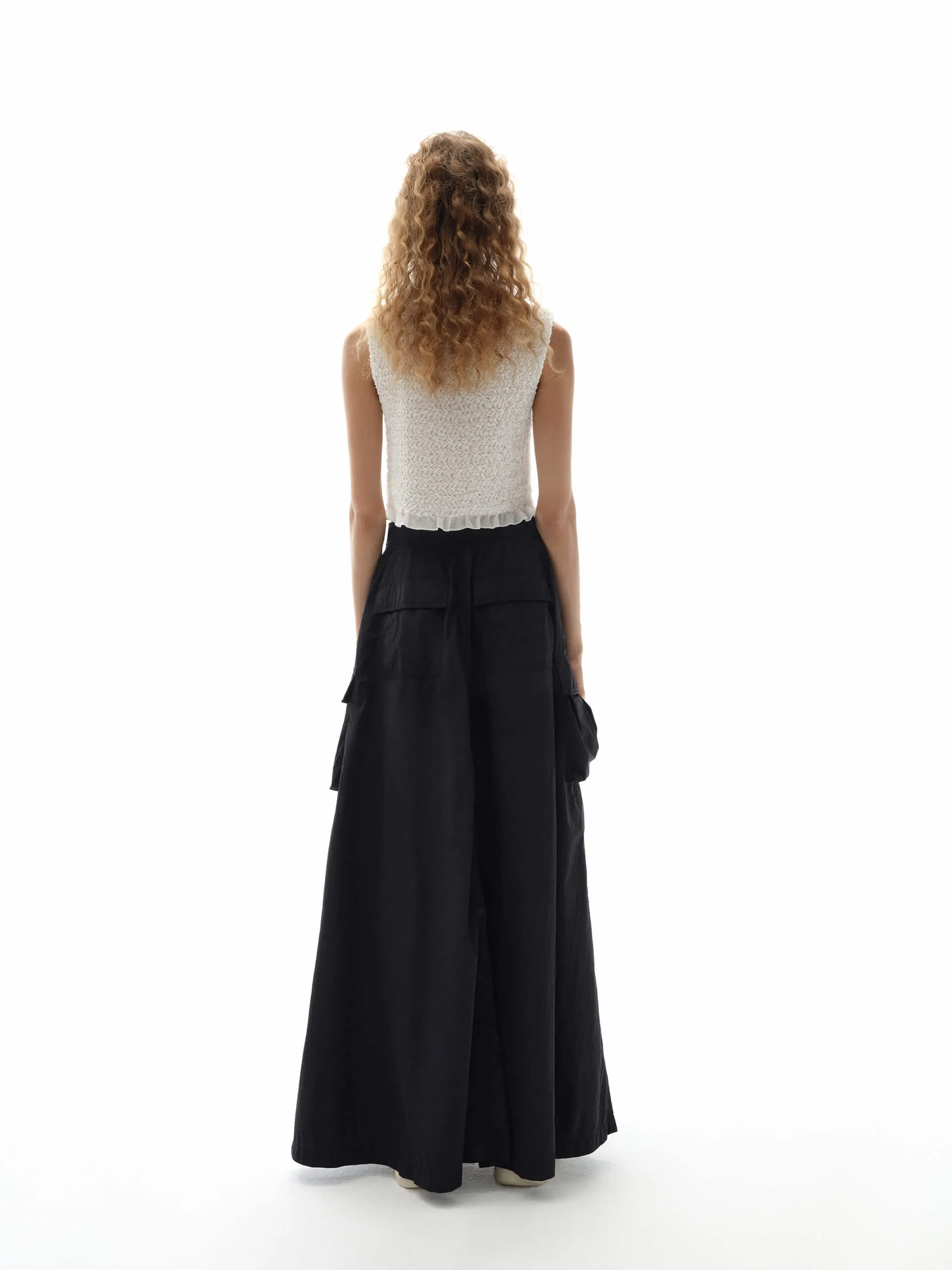 Drawstring Waist Maxi Skirt