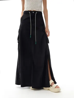 Drawstring Waist Maxi Skirt