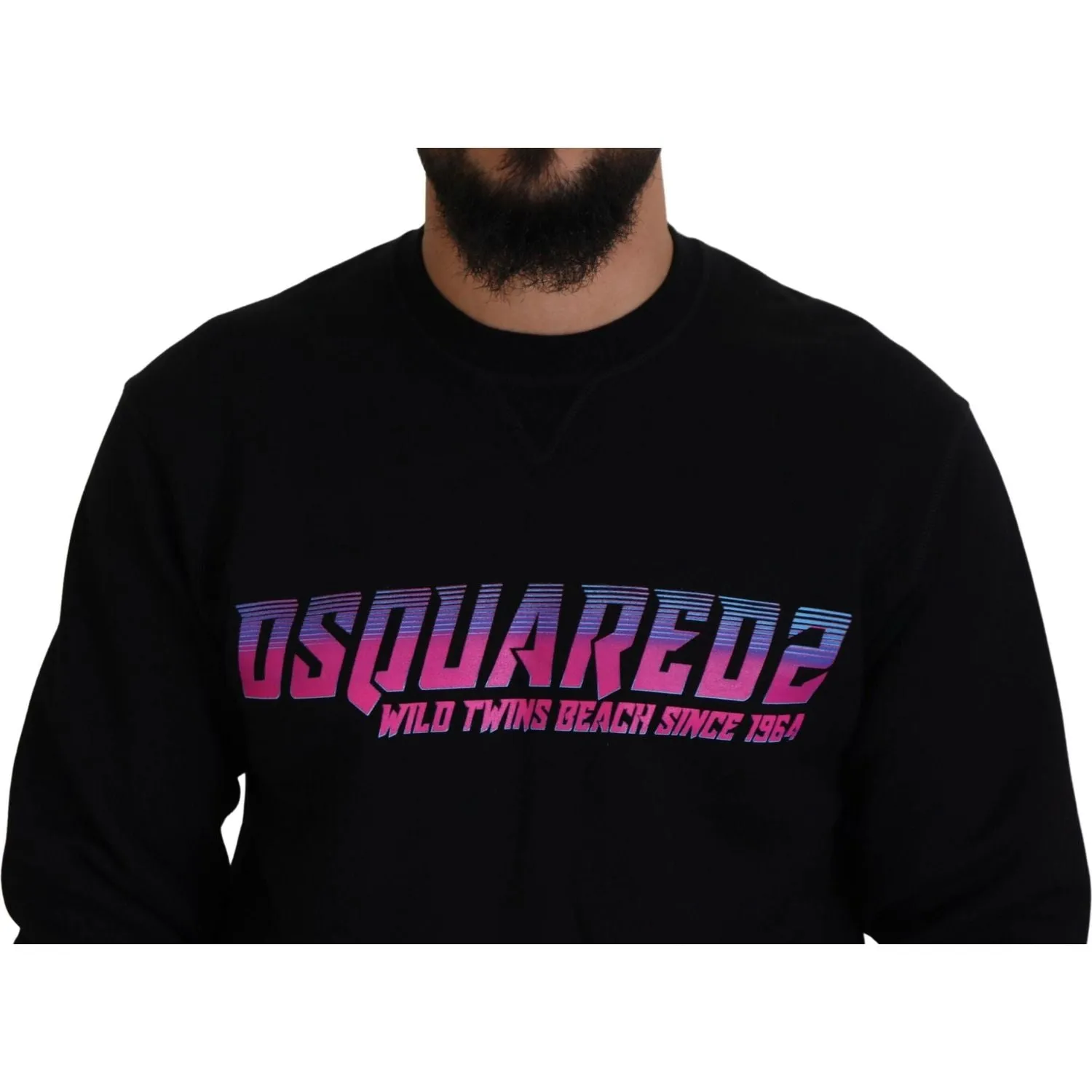 Dsquared² Black Logo Print Long Sleeves Men Pullover Sweater