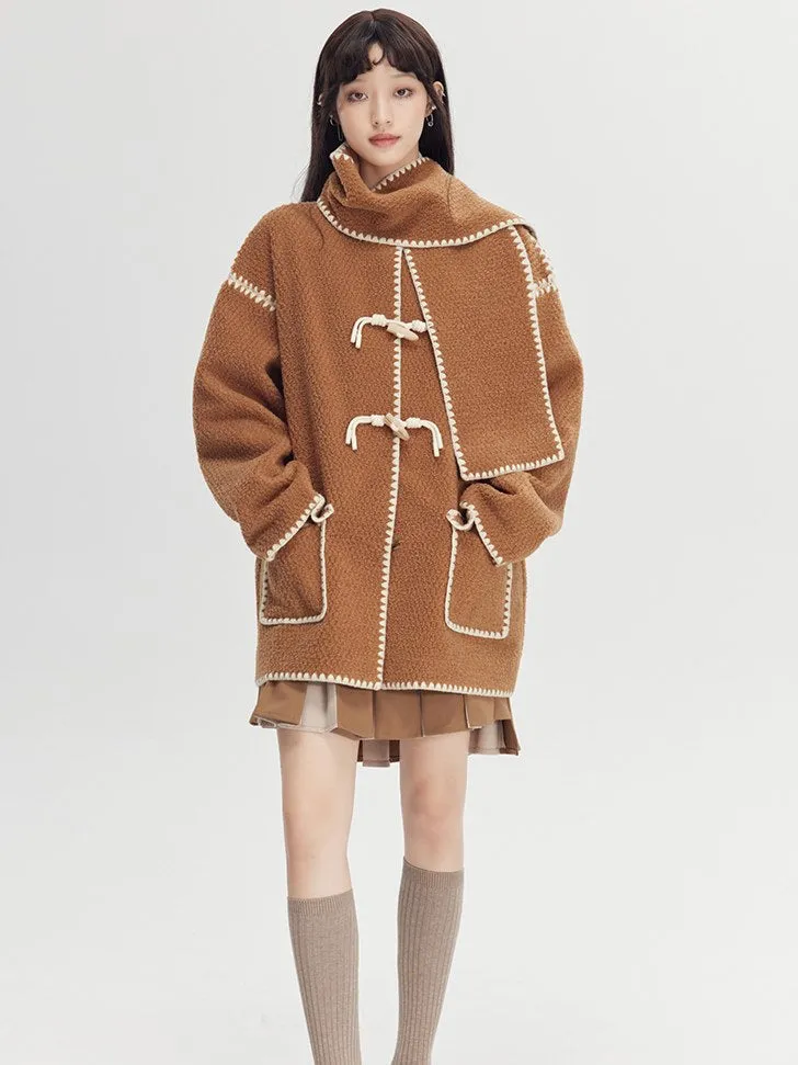 Embroidered Lamb Wool Shell Coat