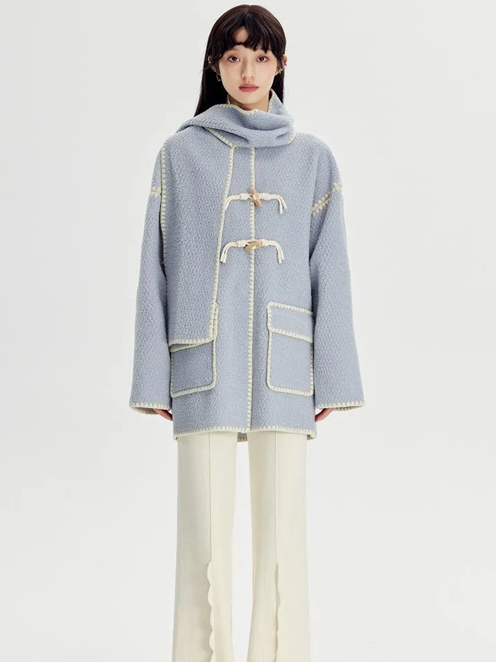 Embroidered Lamb Wool Shell Coat