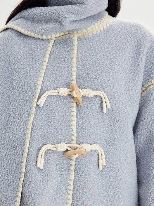 Embroidered Lamb Wool Shell Coat