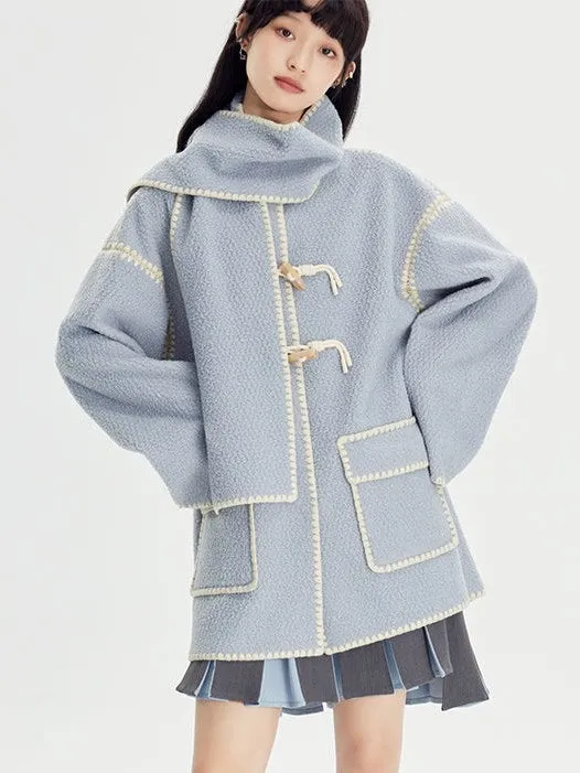 Embroidered Lamb Wool Shell Coat