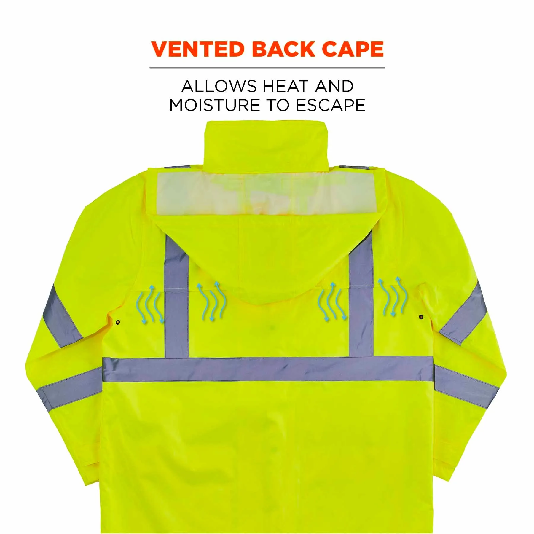 Ergodyne 24332 8366 S Lime Class 3 Lightweight Hi-Vis Rain Jacket