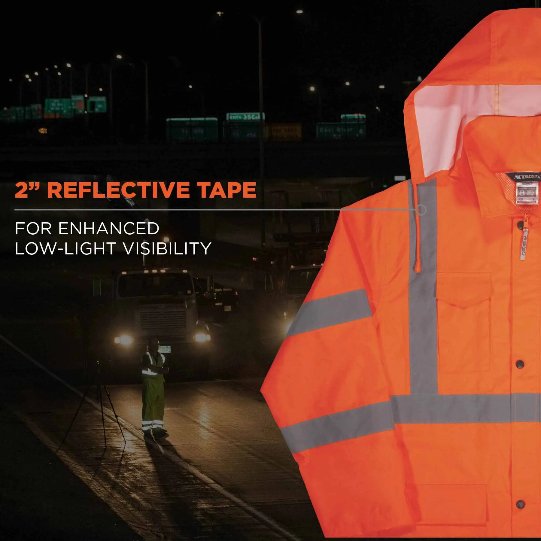 Ergodyne 24362 8366 S Orange Class 3 Lightweight Hi-Vis Rain Jacket