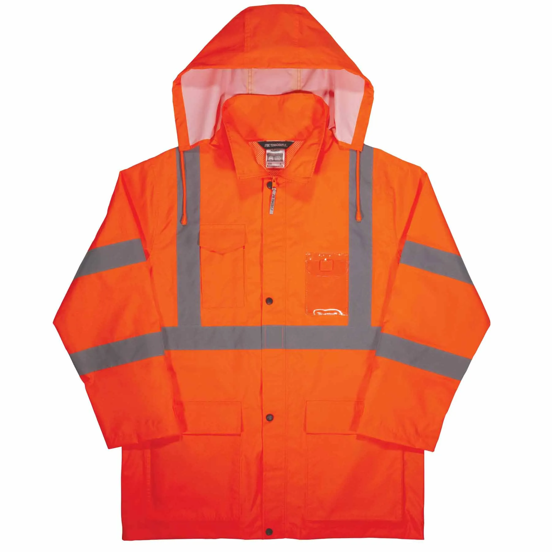 Ergodyne 24364 8366 L Orange Class 3 Lightweight Hi-Vis Rain Jacket