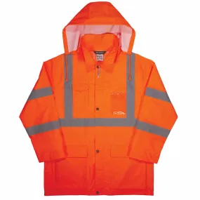 Ergodyne 24368 8366 4XL Orange Class 3 Lightweight Hi-Vis Rain Jacket