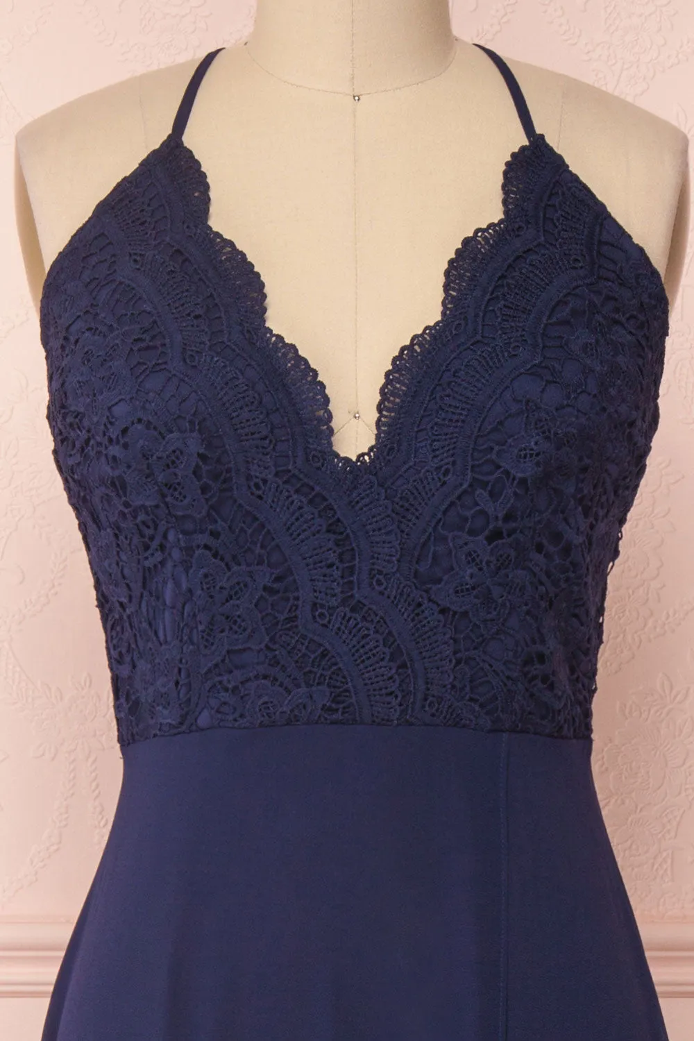 Fabia Navy | Blue Lace & Chiffon Dress