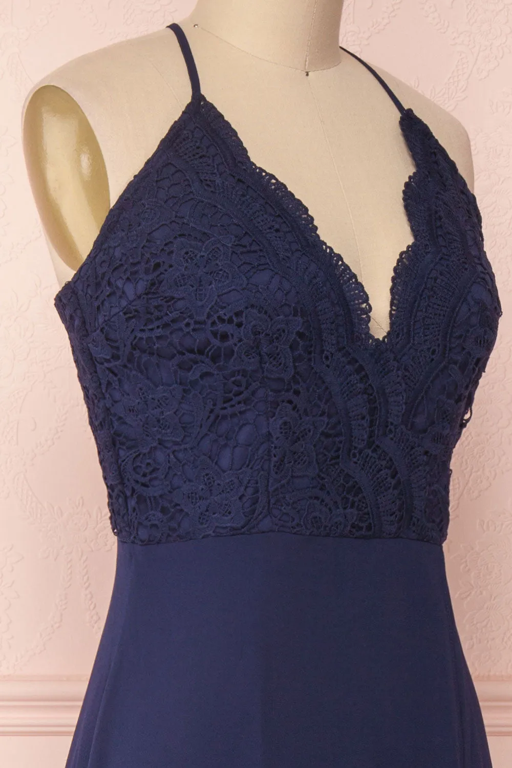 Fabia Navy | Blue Lace & Chiffon Dress