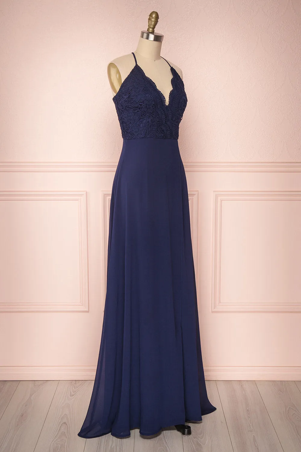 Fabia Navy | Blue Lace & Chiffon Dress