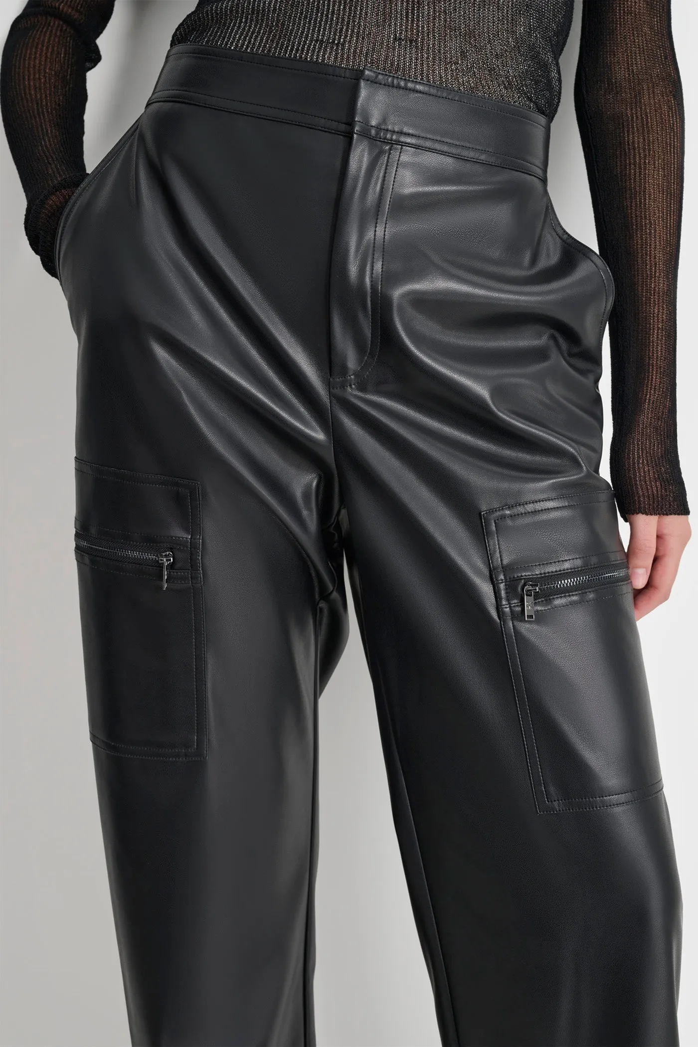 FAUX LEATHER CARGO PANT