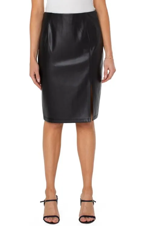 Faux Leather Pencil Skirt | Black