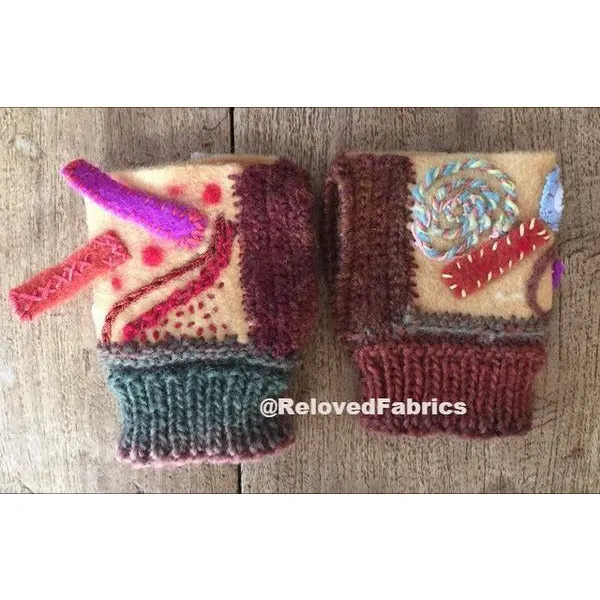 Fingerless Gloves ,Fingers Free, Arm Warmers, Driving Gloves Felt, Embroidered, Knit and Crochet hand shorty gloves n embroidered accents