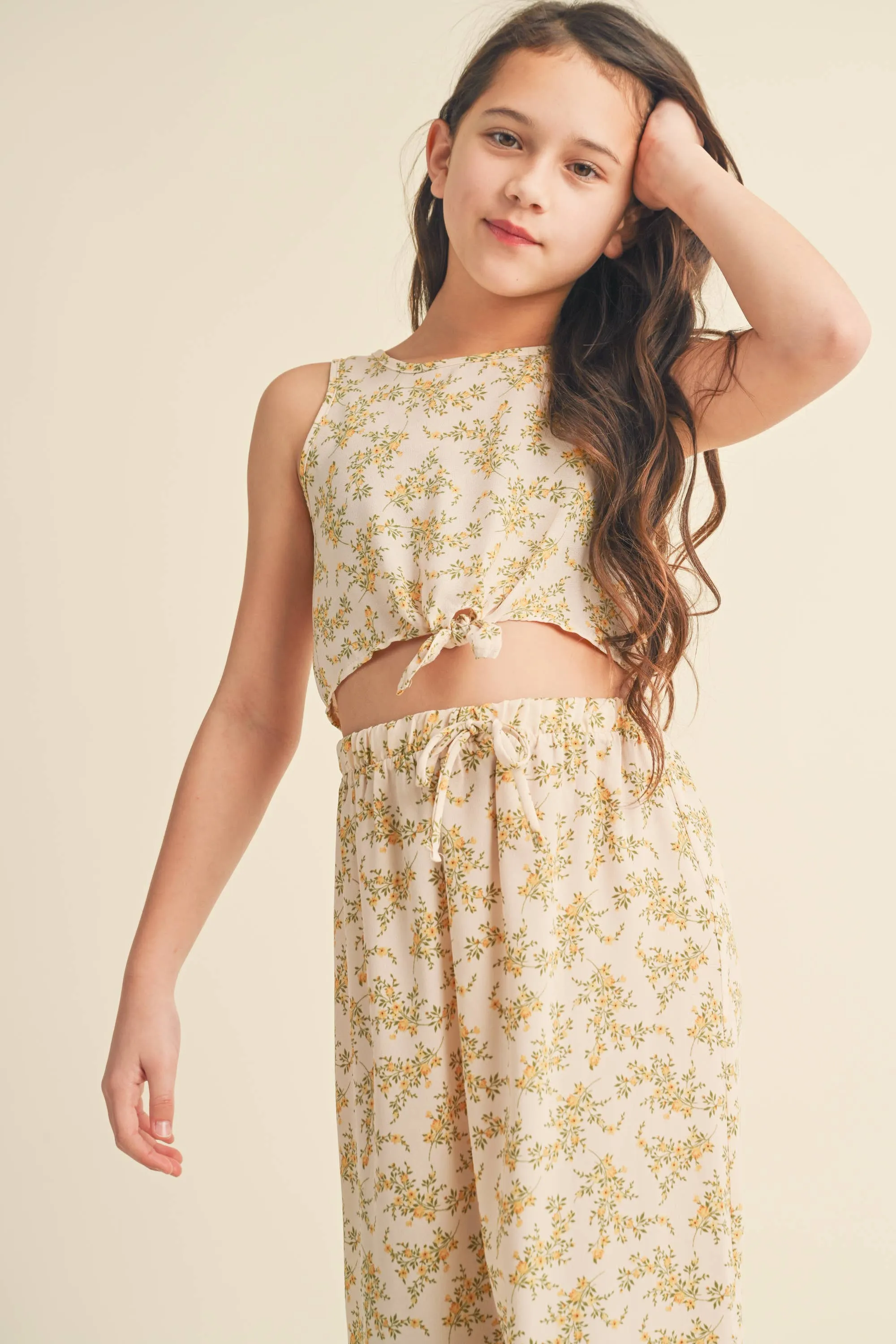 Floral Tie Front Top Maxi Set